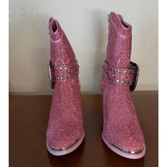 ClubEXX Sheriff Shine Cowboy Boots Pink Size 8 New In Box Rhinestones Bling - Picture 3 of 8